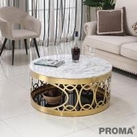 ราคา PROMA โต๊ะกลางท็อปหินอ่อน โต๊ะหน้าโซฟาหรูหรา ขาว 80 x 45cm. (10469259)
