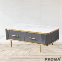 ราคา PROMA โต๊ะกลางท็อปหินอ่อน โต๊ะกลางโซฟา ขอบสีทอง ขาไม้ 130 x 70 x 50 cm สีทอง (10469256)