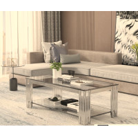 ราคา JK FURNITURE MODERN โต๊ะกลางรับแขก โต๊ะกลางกระจก ขนาด 60x120x42 ซม. โครงขาสแตนเลสสีเงิน ท๊อปกระจกนิรภัยแบบใส โต๊ะกลางกระจก ขนาด 60x120x42 ซม. (10531483)