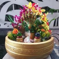 ราคา รักบ้าน26 อ่างน้ำพุเสริมฮวงจุ้ย พญานาค เขียว 7 x 15 ซม. พญานาค 5 เศียร (10550909)