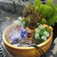 ราคา รักบ้าน26 อ่างน้ำพุเสริมฮวงจุ้ย พญานาค ทอง-เหลือง 15 x 25 ซม. พญานาค 9 เศียร (10551496)