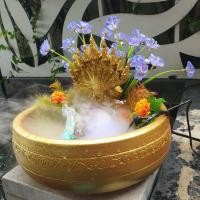 ราคา รักบ้าน26 อ่างน้ำพุเสริมฮวงจุ้ย พญานาค ทอง 15 x 25 ซม. พญานาค 9 เศียร (10551494)