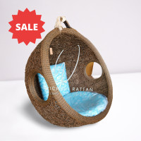ราคา Wichian Rattan กระเช้าชิงช้ารังนกหวายเทียมสำหรับแขวน. ทรงกลมใหญ่ ไม่รวมขาตั้ง สีน้ำตาล (10742005)