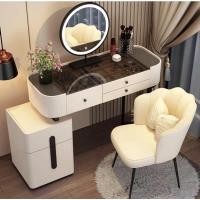 ราคา Lihong โต๊ะเครื่องแป้งหินอ่อนนอร์ดิก พร้อมเก้าอี้และกระจกLED ND-003 สีขาวดำกระจกดำ+โบว์ ขนาด100cm (10805604)