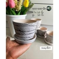 ราคา CK DECOR กระถางต้นไม้เซรามิคแท้ขนาด 3.5 นิ้ว เทา (10889754)