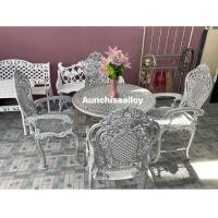 ราคา Anchisaalloy ชุดสนามอัลลอยด์ โต๊ะ1 เก้าอี้4 สวยงามมาก สีเงิน (10910584)