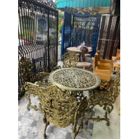 ราคา Anchisaalloy โต๊ะสนาม เก้าอี้ สนาม อัลลอยด์ 4 ที่นั่ง ลายหรูหรา สีทอง (10957873)
