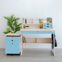 ราคา Knotty Berry โต๊ะเขียนหนังสือไม้ยางพารา รุ่น LEAF กว้าง 100 x ลึก 65 x สูง 115 ซม. (สูงถึงหน้าโต๊ะ 73 ซม.) สีไม้ธรรมชาติ/ฟ้า (10962367)