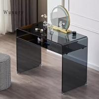 ราคา Wuxury Furniture โต๊ะกระจก โต๊ะเสริมสวย โต๊ะมินิมอล วัสดุกระจกนิรภัย tempered glass เกรด 3C ของแต่งร้าน ส่งฟรี 100*50*75 cm ดำ (12358065)
