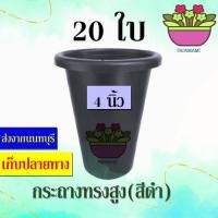 ราคา papamami กระถาง 4 นิ้ว ทรงสูง กระถางแคคตัส กระถางปลูกตอ กระถางกระบองเพชร กระถางพลาสติก กระถางดำ ดำ (4ใบ) (12418600)