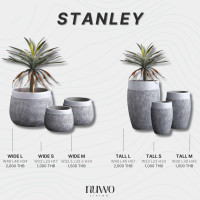 ราคา Nuwoliving ไฟเบอร์กลาสซีเมนต์ กระถางเทาลายพื้นหิน (ทรงยาว) Stanley Tall Stanley M (12629659)