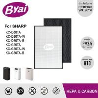 ราคา Byai แผ่นกรองเครื่องฟอกอากาศ Sharp KC-D60TA-W KC-G60TA-W ใช้แทนแผ่นกรองรุ่น Sharp FZ-D60HFE และ FZ-D60DFE HEPA+Carbon แผ่นกรองเครื่องฟอกอากาศ (10730015)