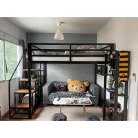 ราคา Pandapillow Shop เตียงเหล็ก2ชั้น ขนาด 5 ฟุต บันไดเดินขึ้นข้าง เตียงเหล็กข้างล่างโล่ง ทำจากเหล็กกล่อง 5 black (10365792)