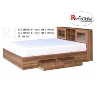 ราคา Raminthra Furniture เตียงนอน หัวบานเลื่อน DD 5 ฟุต วอลนัท (10466927)