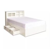 ราคา Raminthra Furniture เตียงนอน บานเลื่อน + ที่นอนสปริง ขาว 3.5 ฟุต (10466915)