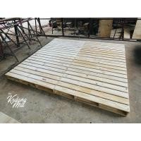 ราคา โกดังไม้ เตียงไม้สนพาเลท ขัดเคลือบไม้เรียบร้อย เตียง 5 ฟุต Loft สีไม้ธรรมชาติ ไม้สนนอก (10874684)