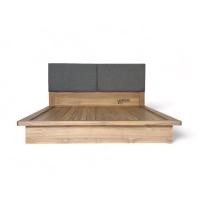 ราคา Kanyavee Woodเตียงนอนไม้สักหัวเตียงเบาะผ้าแคนวาสรุ่น M 226 สีสักทอง 5 F (12253981)