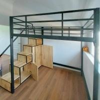 ราคา BKKBedSteel เตียง2ชั้น บันไดตู้เสื้อผ้าพร้อมตู้เก็บของ เลือกได้3ขนาด 3.5ฟุต 5ฟุต 6ฟุต จังหวัดอื่นๆ 6 ฟุต ดำ บันไดซ้าย (12427624)