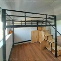 ราคา BKKBedSteel เตียง2ชั้น บันไดตู้เสื้อผ้าพร้อมตู้เก็บของ เลือกได้3ขนาด 3.5ฟุต 5ฟุต 6ฟุต กทม+ปริมณฑล 3.5ฟุต ดำ บันไดขวา (12427609)