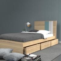 ราคา Inhome Furniture เตียง 3.5 ฟุต รุ่น Stuttgart BE-1134-S-B-W-G / W116xD208xH100 สีโซลิดโอ๊ค-ฟ้า-ขาว (10270649)