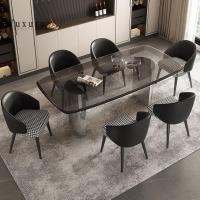 ราคา Wuxury Furniture โต๊ะทานข้าว modern luxury TOPกระจกนิรภัย หนา12MM แข็งแรง ส่งฟรี 140 cm (12639741)