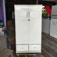 ราคา Hawa 90 Furniture ตู้เสื้อผ้าผู้ใหญ่ รุ่นลอฟท์ 2 บาน 2 ลิ้นชัก 50*80*150 โซลิคประตูขาว+กุญแจ (10742923)