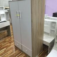 ราคา Hawa 90 Furniture ตู้เสื้อผ้าผู้ใหญ่ รุ่นลอฟท์ 2 บาน 2 ลิ้นชัก 50*80*150 ข้างโซลิค-ประตูขาว (10742914)