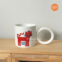 ราคา callingbrown [พร้อมส่ง] Home cafe แก้วเซรามิค 260ml แก้วกาแฟ แก้วเซรามิค หมา blue แก้วเซรามิค แมว red (12641764)