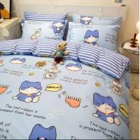 ราคา ร้านMETANGSHOP56 ชุดผ้าปูที่นอนครบชุด6ชิ้น สีฟ้าลายแมว 3feet 3 ฟุต (10455214)