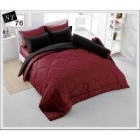 ราคา Stamps ชุดผ้าปู ผ้านวม สีพื้น ทูโทน ดำ แดง ST75-76 Bedding ST76,ผ้าปู 6 ฟุต + นวม (12075631)