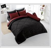 ราคา Stamps ชุดผ้าปู ผ้านวม สีพื้น ทูโทน ดำ แดง ST75-76 Bedding ST75,ผ้าปู 6 ฟุต (12075636)