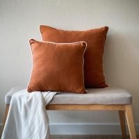 ราคา Solstice Home ปลอกหมอนอิง กุ๊นขอบ สีพื้น ผ้าฝ้ายสไตล์ญี่ปุ่น - สไตล์ มินิมอล ทำจากผ้าฝ้ายแท้ 100% ดินเผา กุ๊น ครีม,45x45 ซม. / 18x18" (12097859)