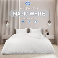 ราคา Synda ผ้าปูที่นอนรัดมุม รุ่น Cotton ทอ 340 เส้นด้าย ลาย MAGIC WHITE ผ้าปู6ฟุต (12306141)