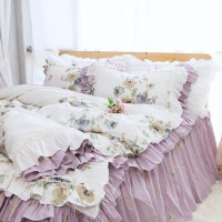 ราคา DDbedroom ชุดผ้าปูที่นอนวินเทจ รุ่น PFL-1135 -พร้อมส่ง- สีขาว-ม่วง-ลายดอกไม้ 6 ฟุต (12424784)