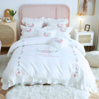 ราคา DDbedroom ชุดผ้าปูที่นอนวินเทจ รุ่น PC-1110 -พร้อมส่ง- สีขาว-ลายปักดอกไม้ 6 ฟุต (12424483)