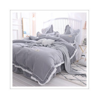 ราคา DDbedroom ชุดผ้าปูที่นอนวินเทจ รุ่น PC-110 -พร้อมส่ง- สีเทาพาสเทล- 5 ฟุต (12424785)