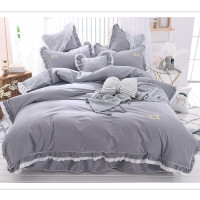 ราคา DDbedroom ชุดผ้าปูที่นอนวินเทจ รุ่น PC-110 -พร้อมส่ง- สีเทาพาสเทล- 6 ฟุต (12424786)