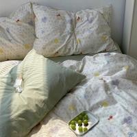 ราคา MOODMYDAY ผ้าปูที่นอนสั่งตัดรัดมุม ลายกระต่ายxสีพื้นเขียว หมอน2ใบ/นวม200x230cm 3 ฟุต (12497551)