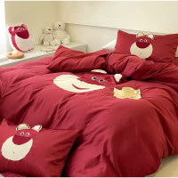 ราคา bunny แถมต๊กตา ชุดเครื่องนอน ผ้าปูที่นอน ผ้าไหม coolingtech ลายการ์ตูน #1000 Lotso 6 ฟุต (12534363)