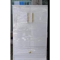 ราคา Hawa 90 Furniture ตู้เสื้อผ้าเด็ก รุ่นตู้นเสื้อคุณหนู 2บาน 2ลิ้นชัก 43*60*96 #3 มือจับสีทอง (10753554)