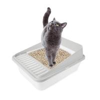 ราคา WORLD OF PET AFP กระบะทรายแมวหลังสูง ขนาดใหญ่ High Back Cat Litter Box Large - Sand Grey & White (12641234)