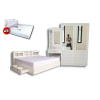 ราคา เฟอร์นิเจอร์ เฟอร์ดีนาน ชุดห้องนอน ซิมเปิ้ล สีขาว 6 ฟุต (12642631)