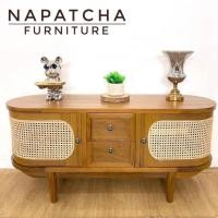 ราคา NAPATCHA เคาน์เตอร์ทีวี วงรี 2 ลิ้นชัก 2 บานเปิดหน้าหวาย ไม้สัก สีไม้ (12646364)