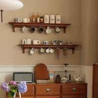 ราคา Loadingofficial-ชั้นวางของพร้อมตะขอแขวนติดผนัง งานไม้แท้สไตล์วินเทจ 160 Cm (12649883)