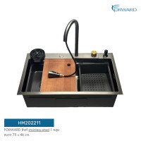 ราคา Forward ซิงค์ล้างจาน อ่างล้างจาน วัสดุสแตนเลส พร้อมก๊อกน้ำฟังก์ชั่นน้ำตก แถมอุปกรณ์เสริม ขนาด75x46ซม. รุ่น HM202211 (12211060)