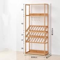 ราคา Loadingofficial-ชั้นวางขวดไวน์ พร้อมชั้นวางของและที่แขวนแก้ว 6 ชั้น สีไม้อ่อน (12650056)