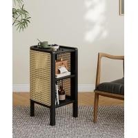 ราคา MM SHOP โต๊ะข้าง โต๊ะข้างโซฟา โต๊ะข้างเตียง ไม้เนื้อแข็ง แต่งหวายสาน สีดำ (12642197)