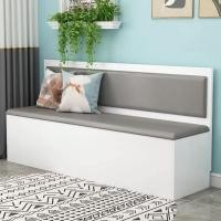 ราคา MOLESUN เก้าอี้ไม้+เบาะรองนั่ง พร้อมที่เก็บของ 140*45*85 เบาะหนังPUเทา+ไม้ขาว (12643276)