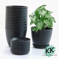 ราคา KK Garden Furniture กระถางต้นไม้ ลายหินอ่อน ขนาด 6.5 นิ้ว ดำ (10520681)