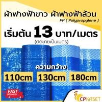 ราคา CP KASET ผ้าฟางบลูชีท สีฟ้าขาว ฟ้าล้วน ขี้ม้า กว้าง 110cm 130cm 180cm (ตัดขายเป็นเมตร) ฟ้าขาว กว้าง 110 cm (10781005)